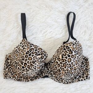 Fabulous By Victoria's Secret Leopard Print Bra Black,Brown Lined Demi 32D